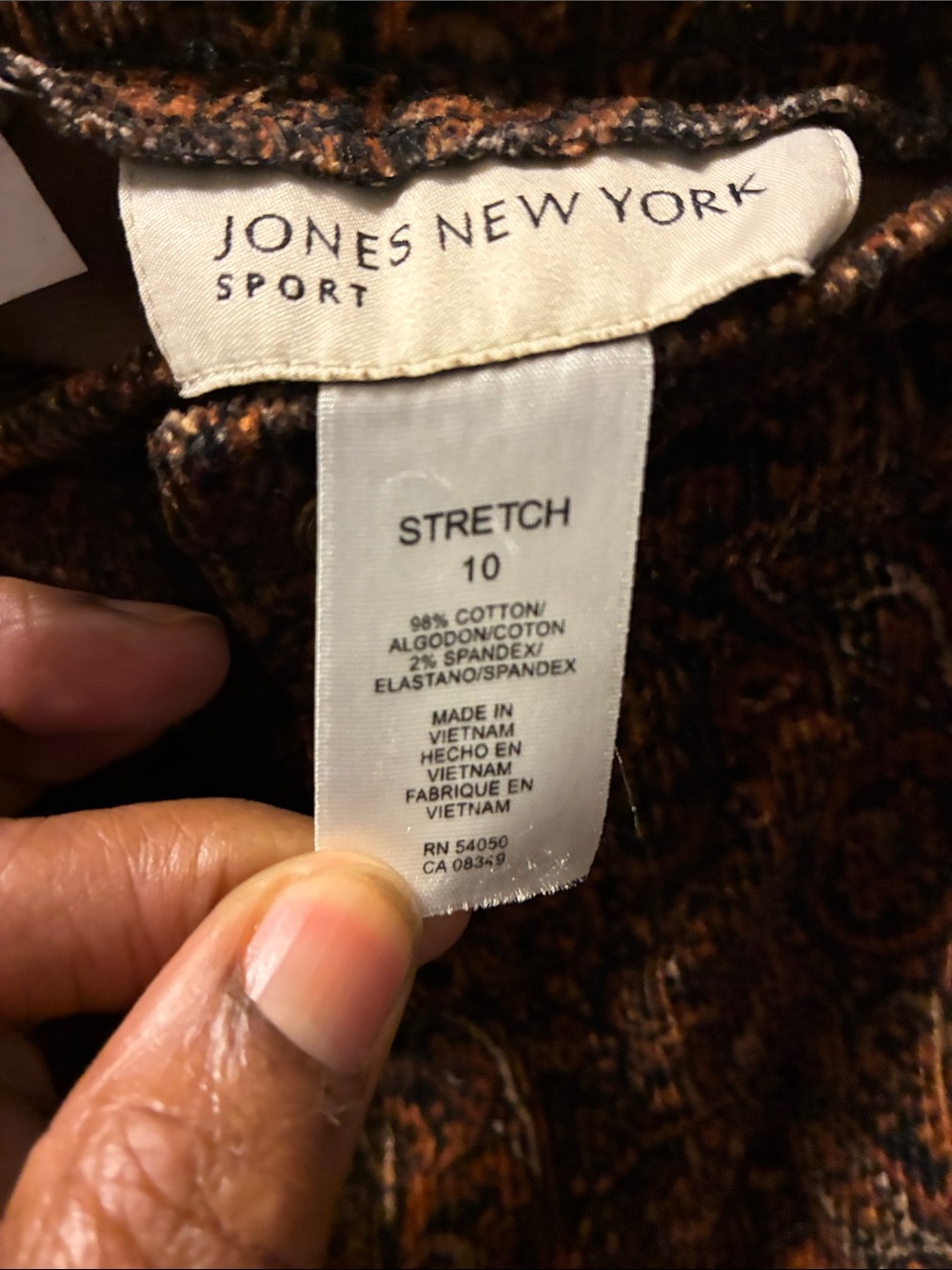Jones New York Vintage Paisley Print Brown Velvet/corduroy Pants-women’s - Picture 4 of 9